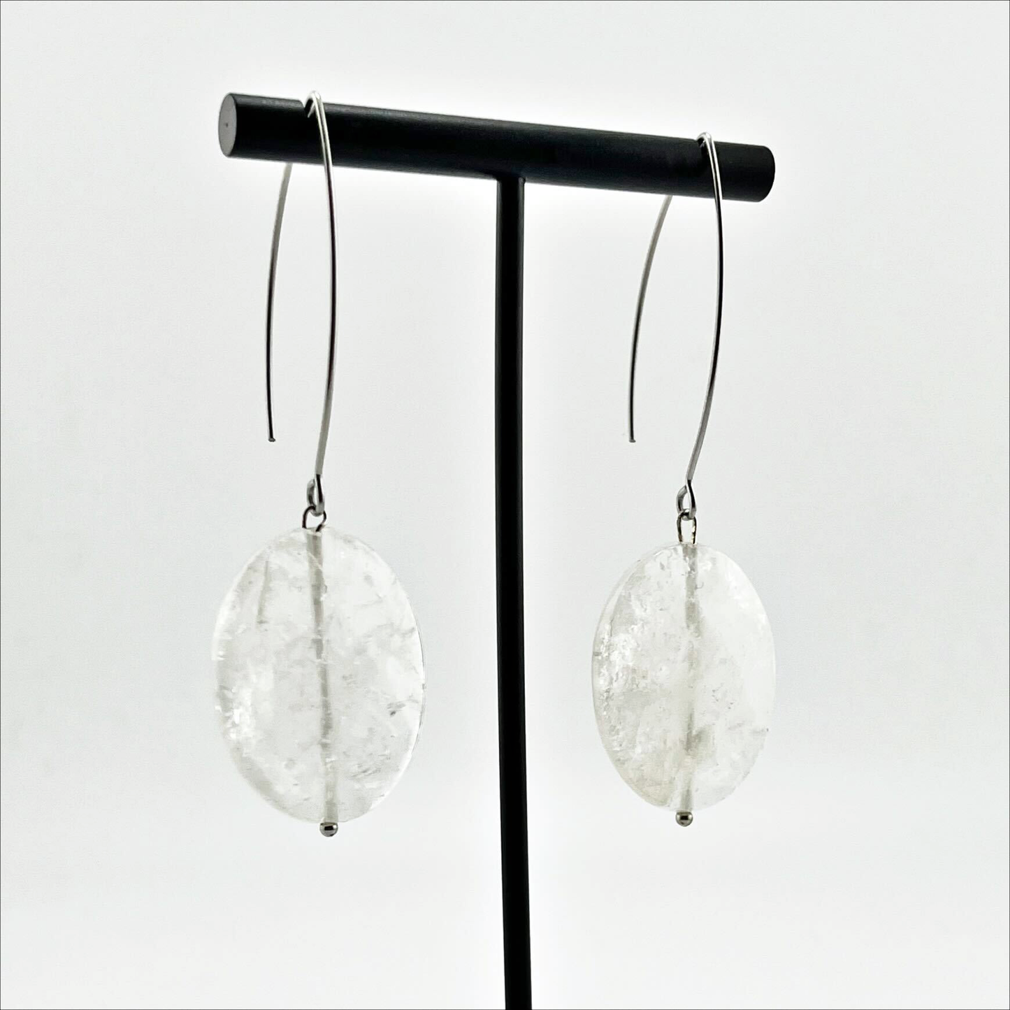 LARGE STONE | Drop Earrings: Silver / Green Aventurine