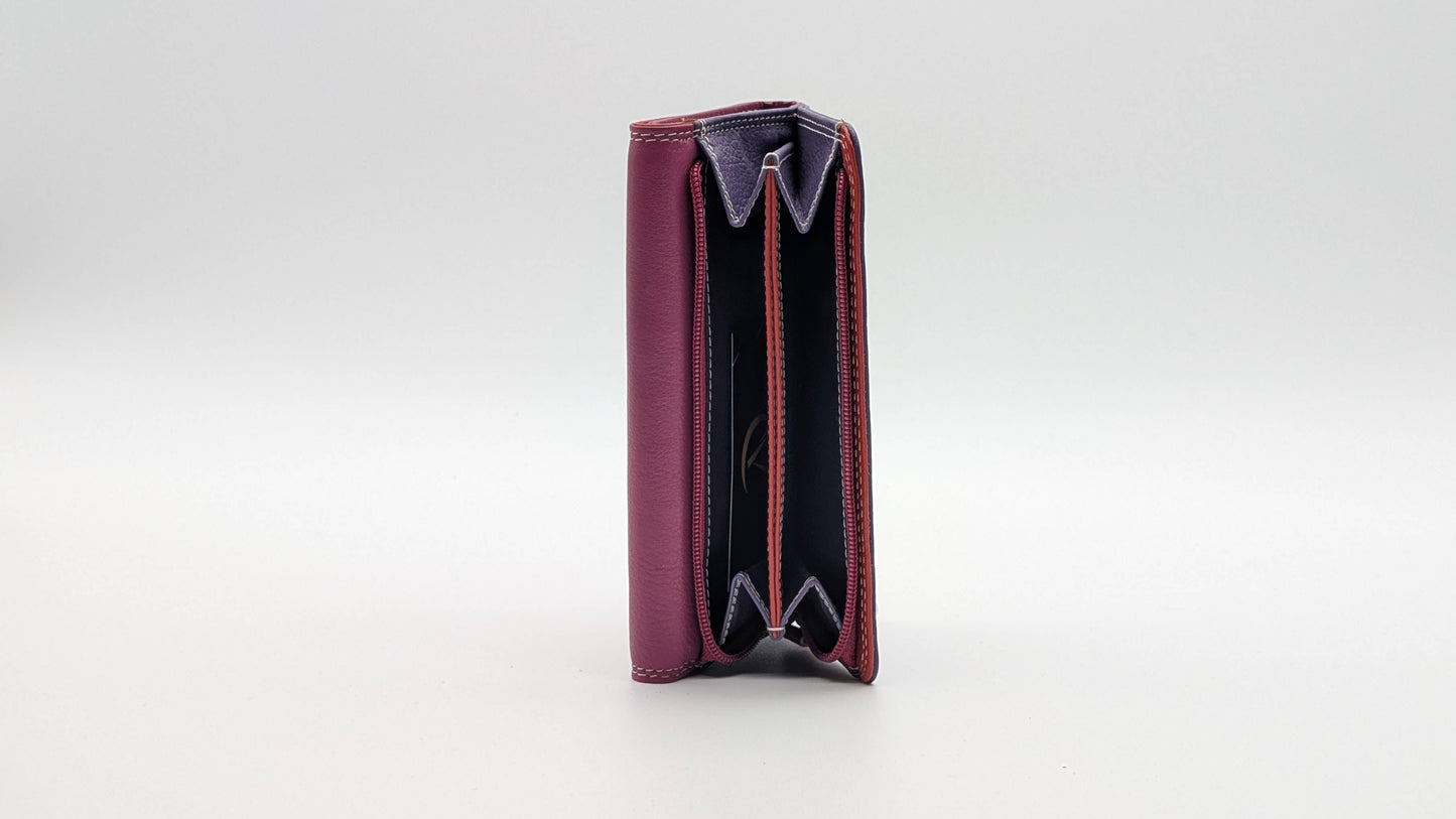 Leather Ladies wallet card holder RFID Protectio Pink Purple