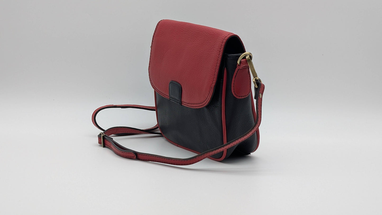 Genuine Leather Ladies Sling / Crossbody Bag - Black, Red
