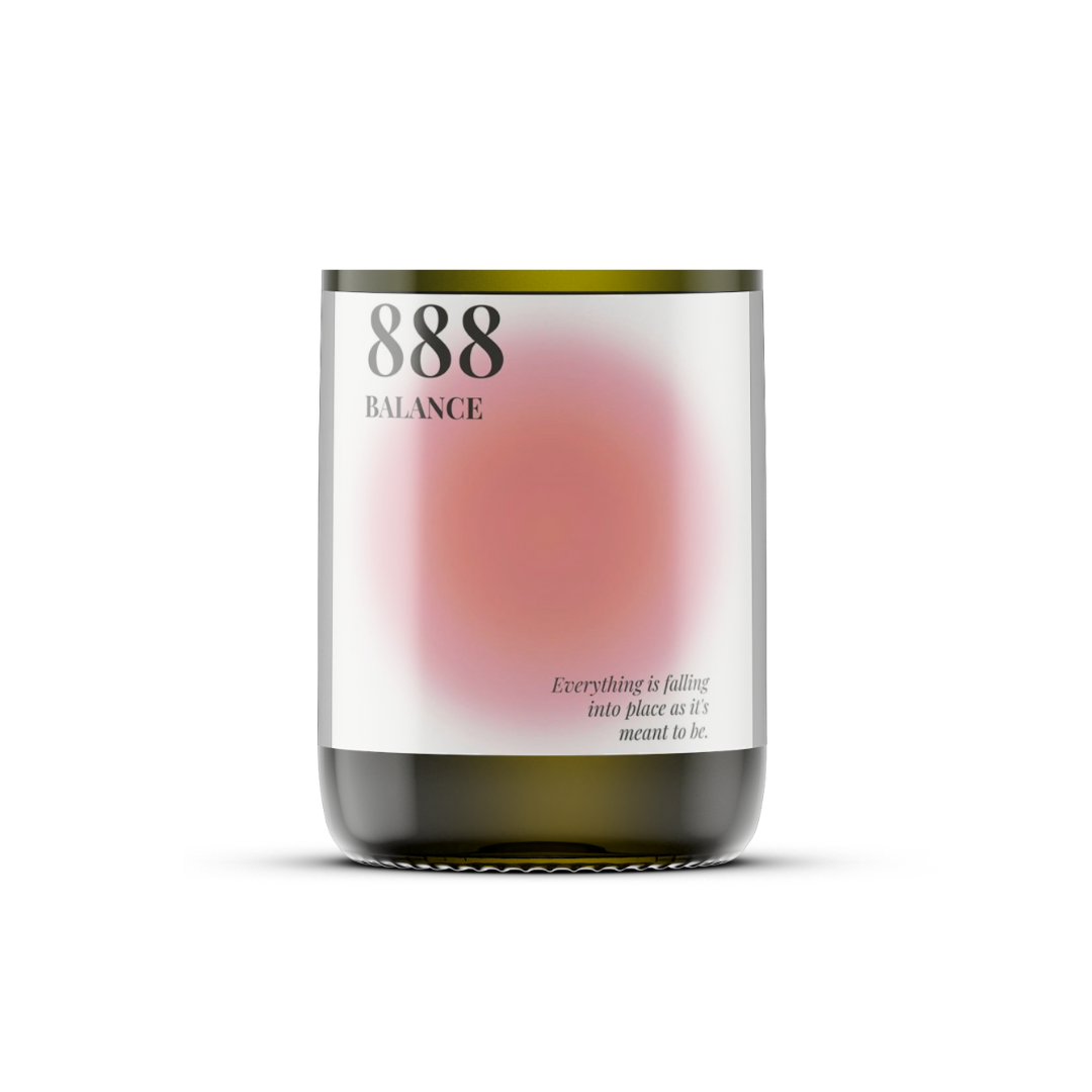 888 - Angel Number, Recycled Wine Bottle, Soy Wax Candle: Vanilla Patchouli