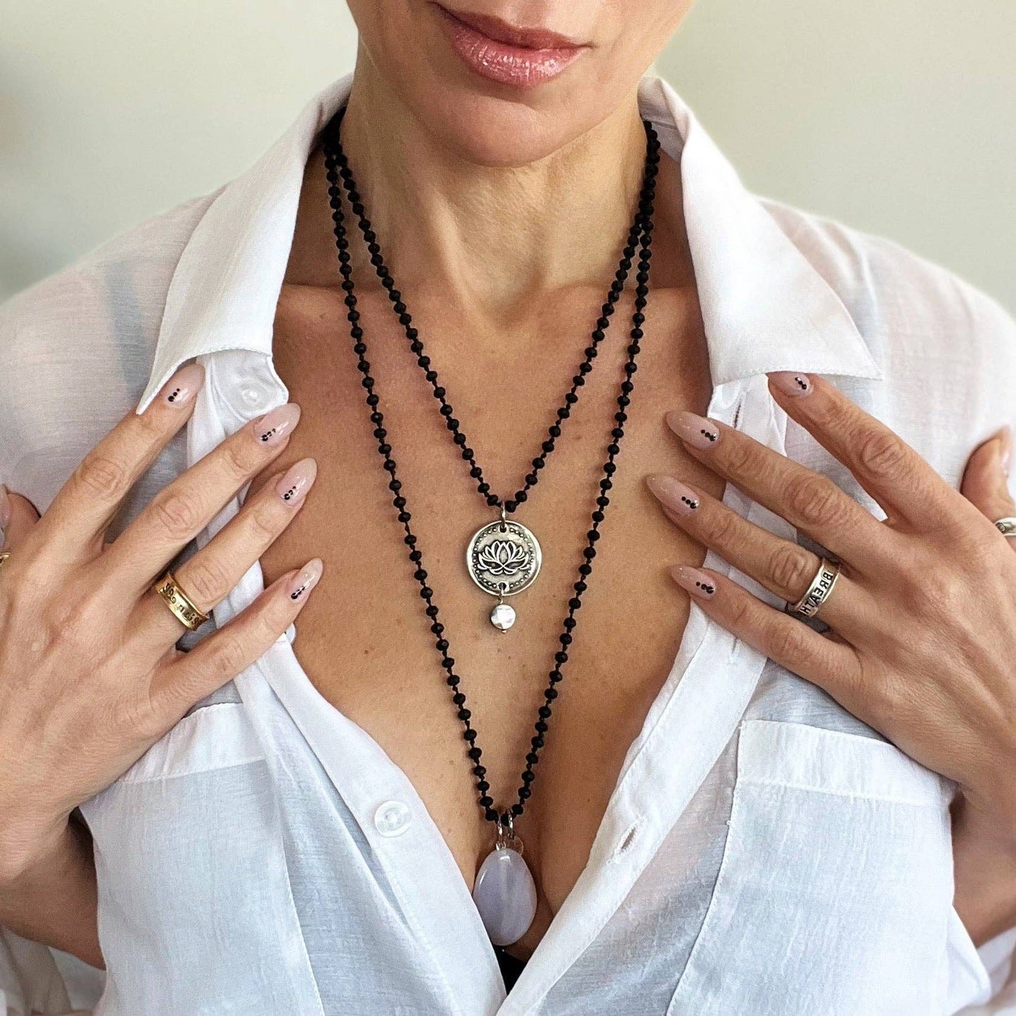 REMEMBER WHO THE FUCK YOU ARE | Original Layering Bundle: Gold Finish Pendant / Beige Beads