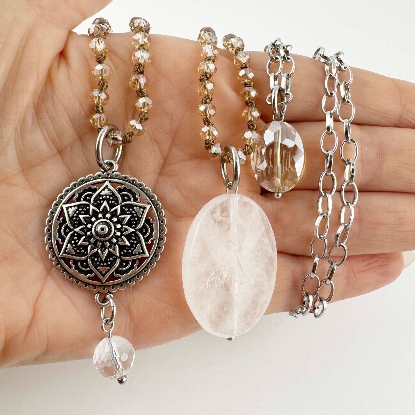 GRATEFUL THANKFUL BLESSED | MANDALA | Original Layering Bundle: Gold / Beige Crystal