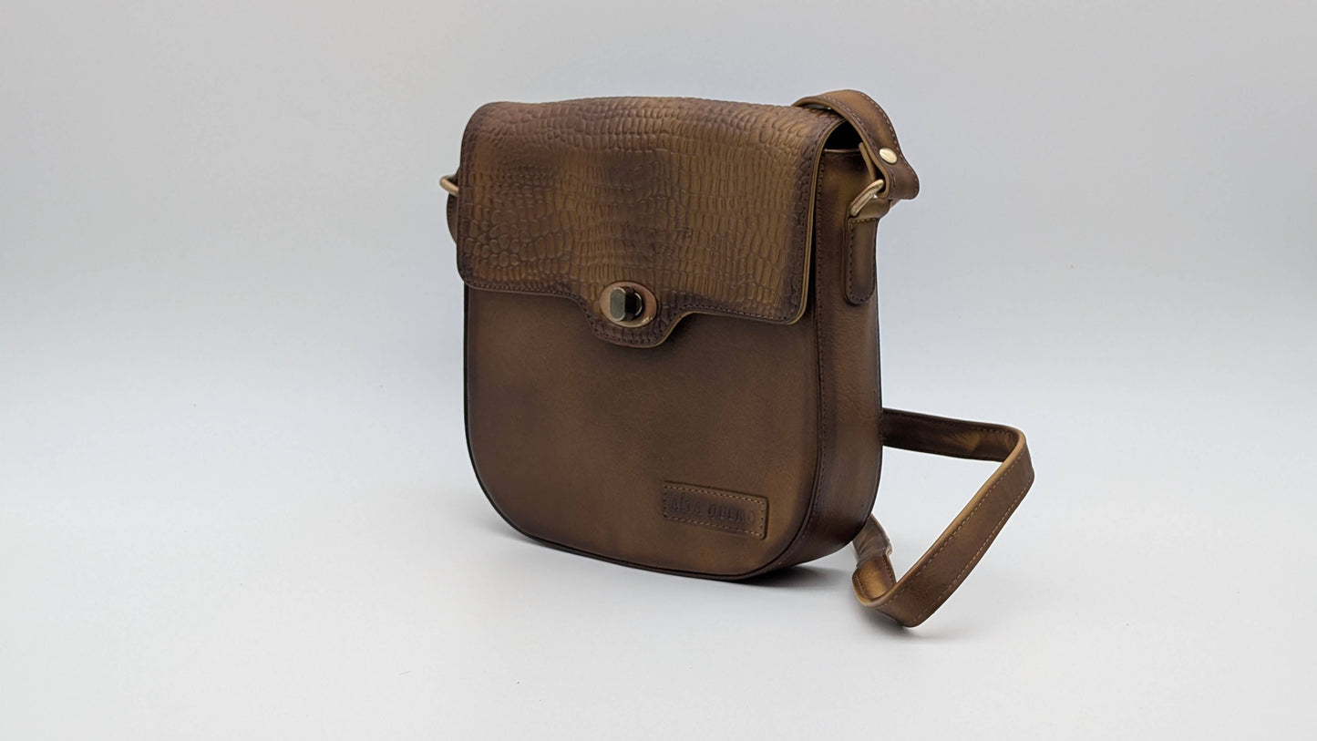 Genuine Leather Ladies Sling / Crossbody Bag - Tan Brown