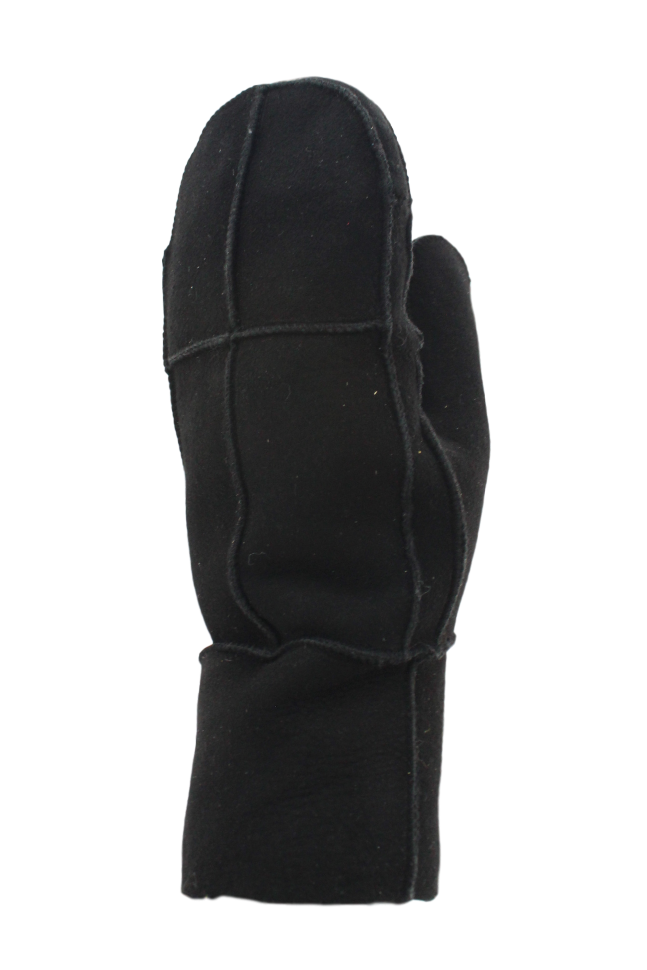 Shearling Mittens with Turned Cuff: Black / Small
