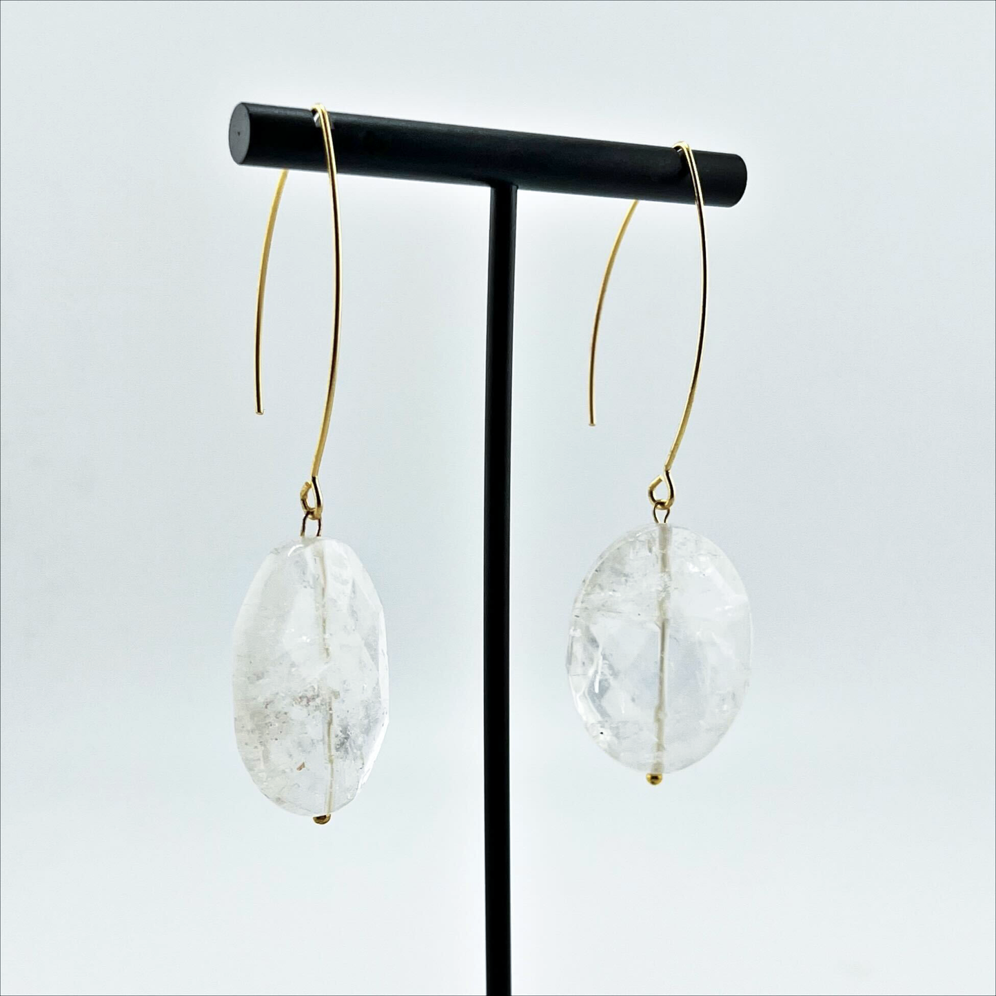 LARGE STONE | Drop Earrings: Silver / Green Aventurine