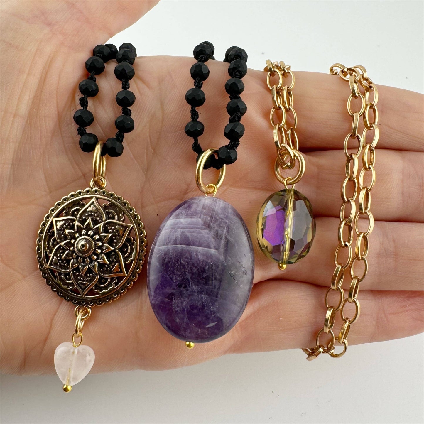 GRATEFUL THANKFUL BLESSED | MANDALA | Original Layering Bundle: Gold / Beige Crystal