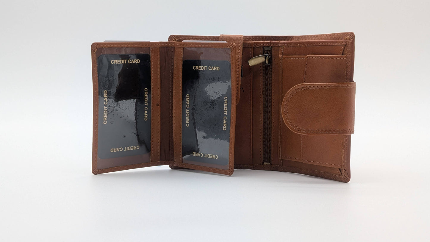 Genuine Leather wallet card holder RFID Protection Tan
