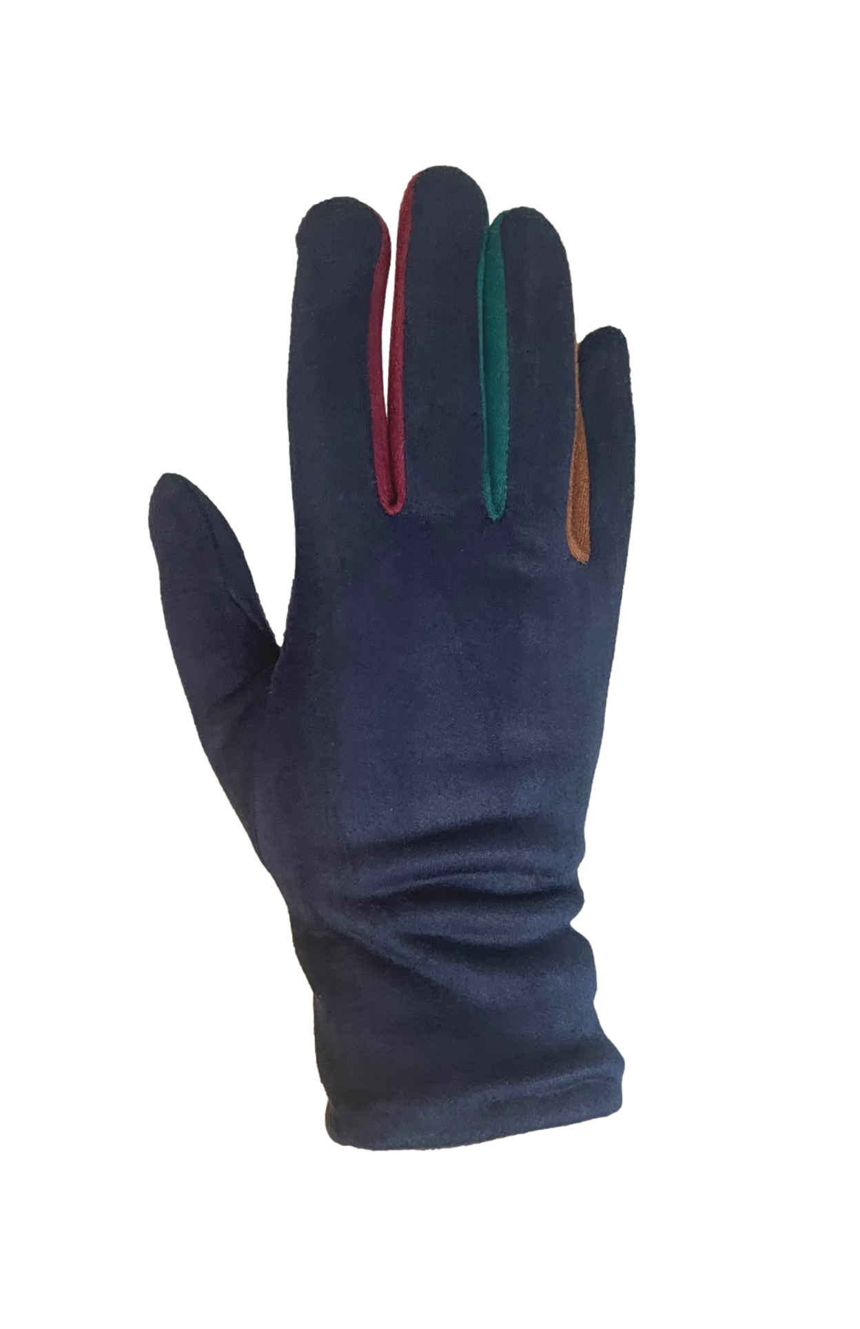 Ladies Microsuede Glove Contrast Forchettes: Black / One Size