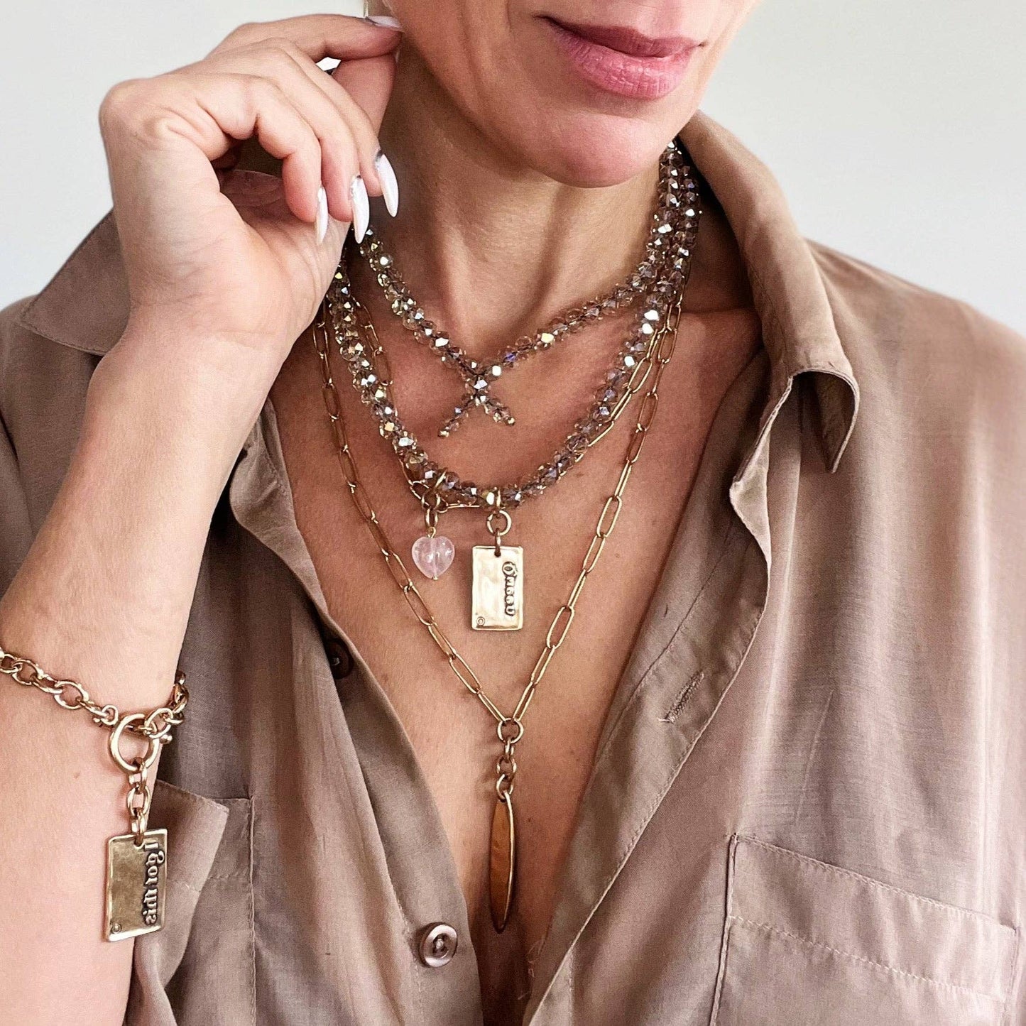 QUEEN | Crystal Boho Wrap: Gold / M/L (15")