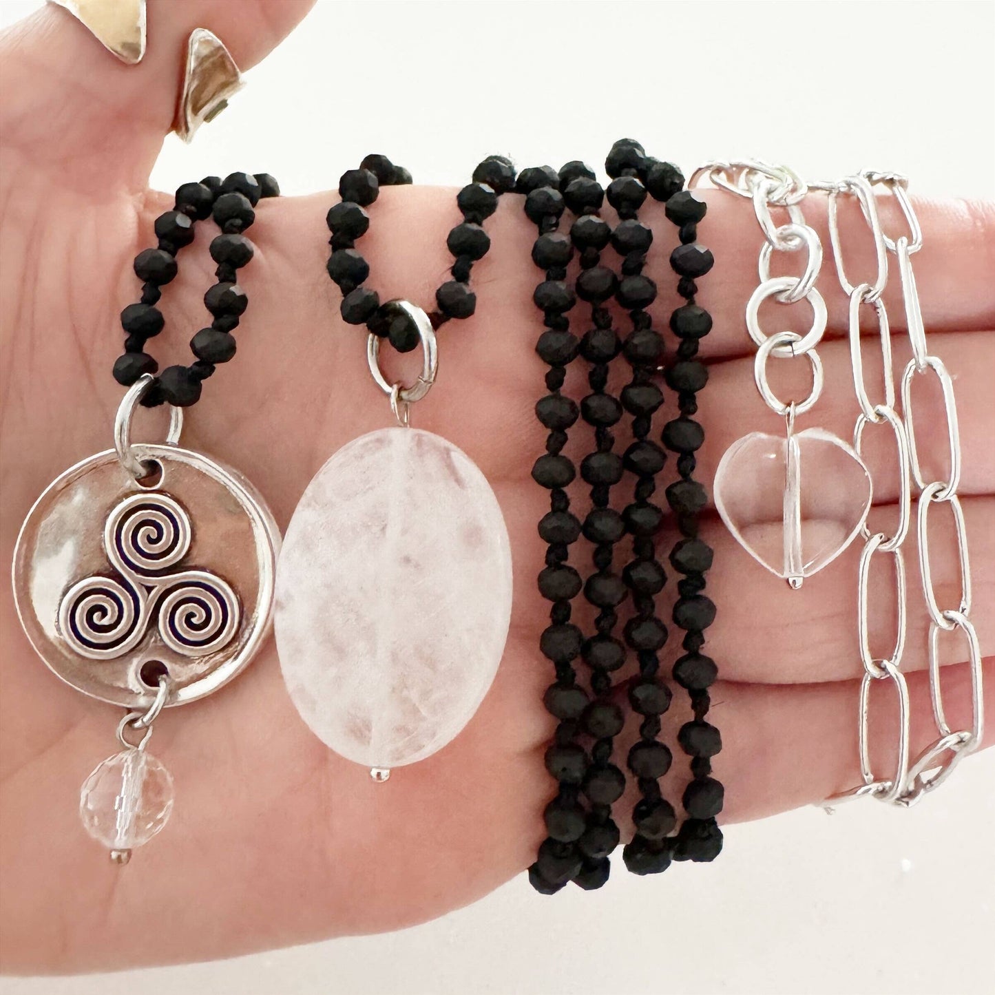 MY INTUITION IS MY SUPERPOWER | TRISKELION | Original Layering Bundle: Gold Finish / Beige Crystal Beads