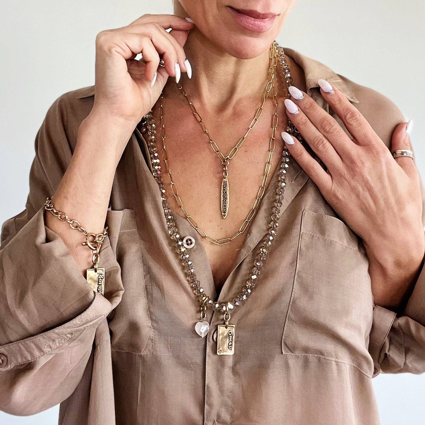 QUEEN | Crystal Boho Wrap: Gold / M/L (15")