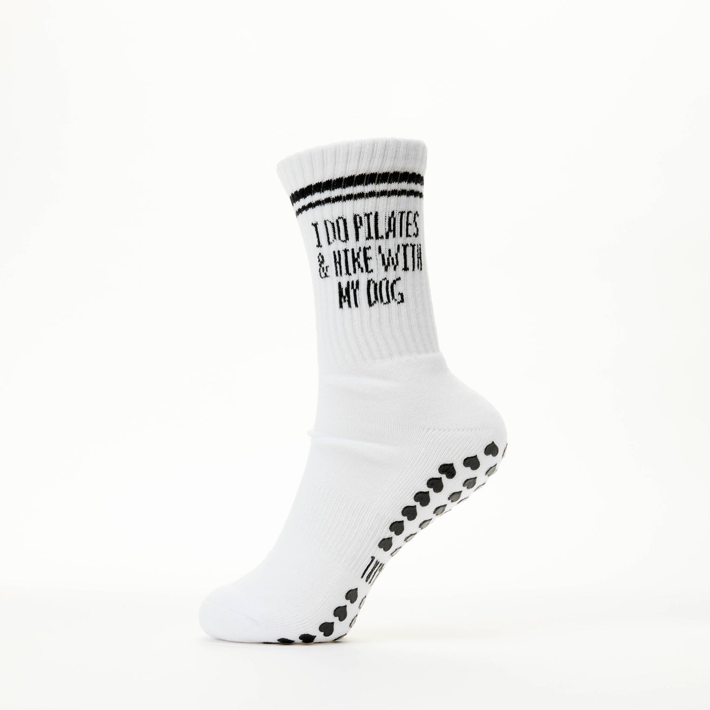 I Do Pilates & Hike With My Dog Pilates Grip Socks: White / One Size