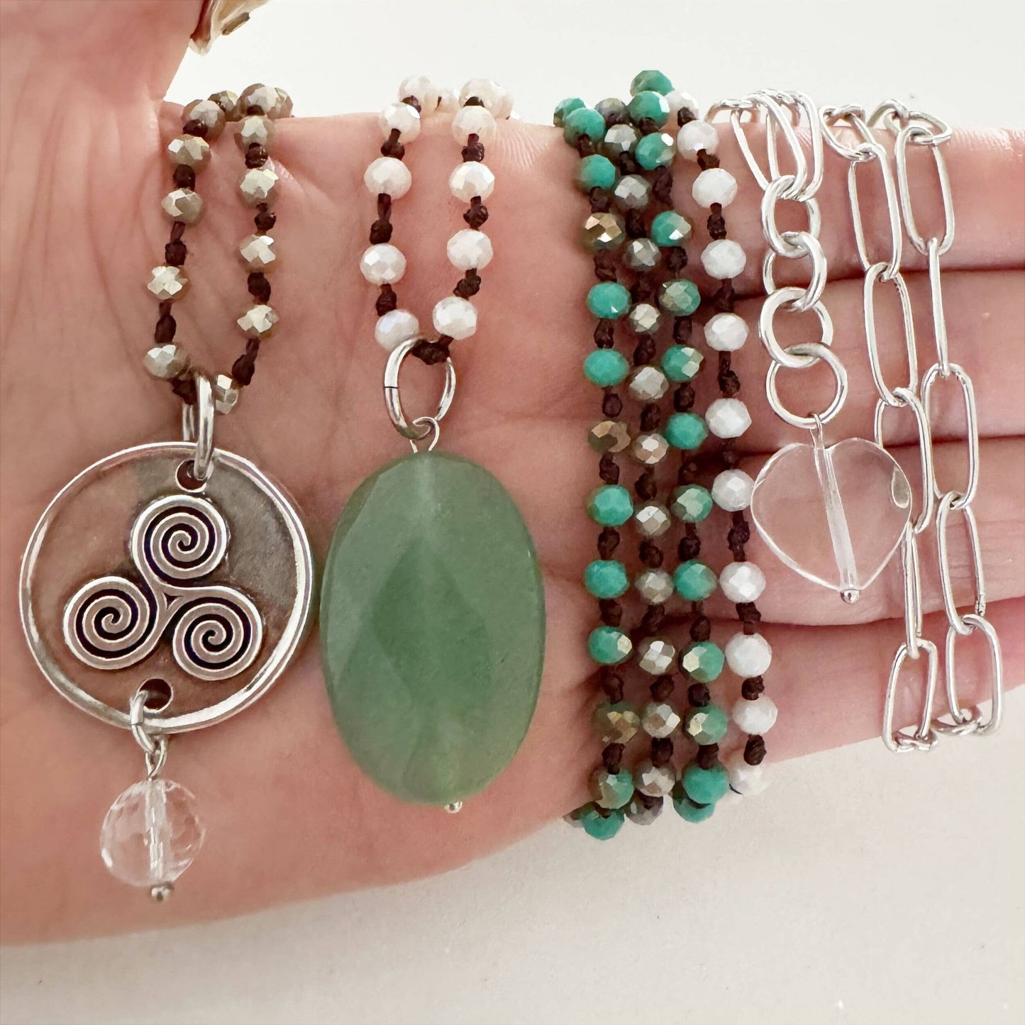 MY INTUITION IS MY SUPERPOWER | TRISKELION | Original Layering Bundle: Gold Finish / Beige Crystal Beads