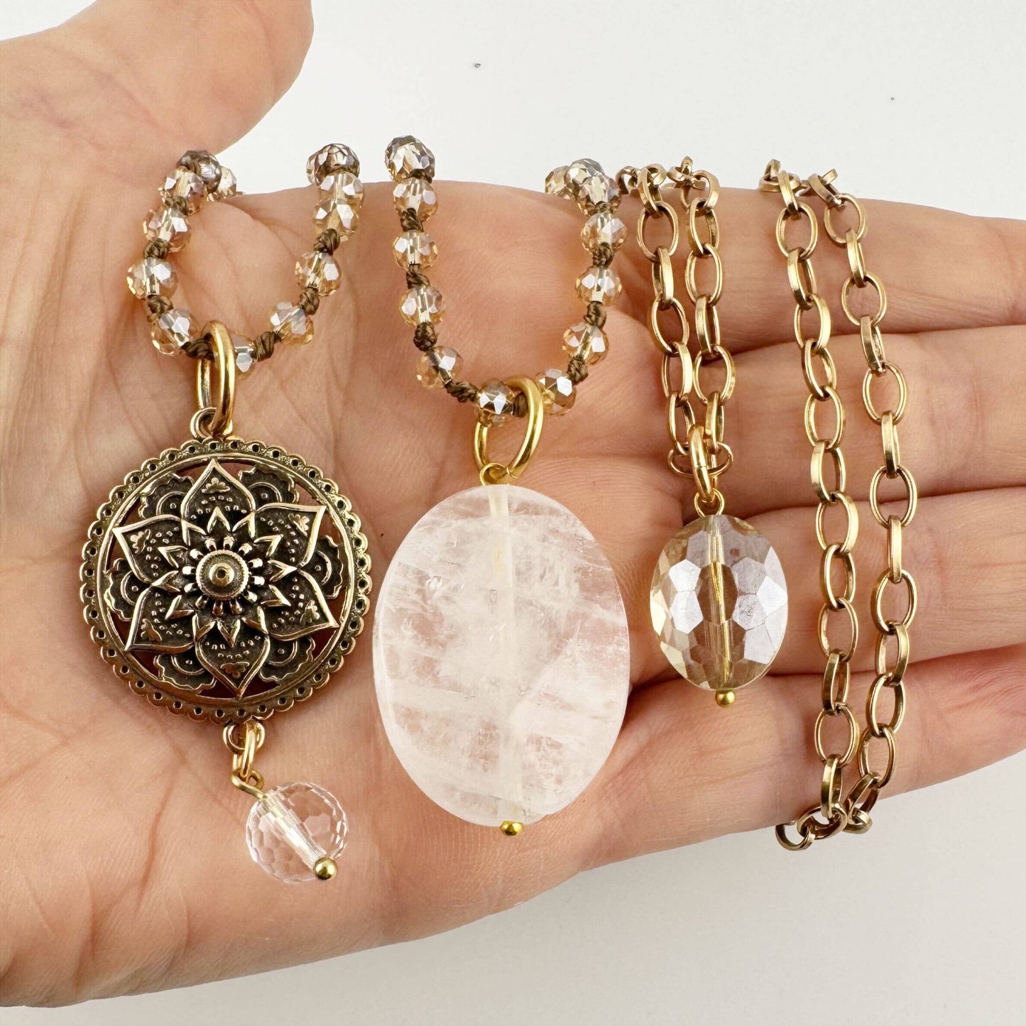 GRATEFUL THANKFUL BLESSED | MANDALA | Original Layering Bundle: Gold / Beige Crystal