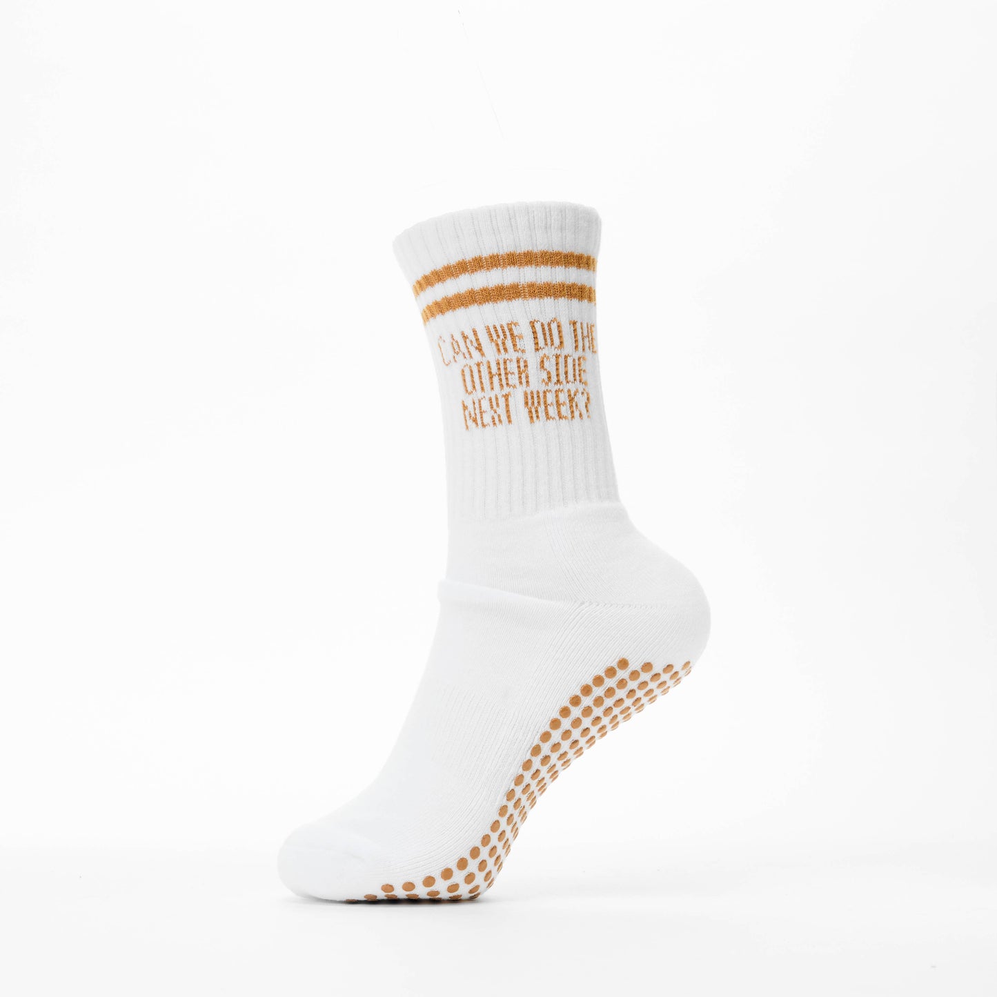 Can We Do The Other Side Next Week? Pilates Grip Socks: White / One Size