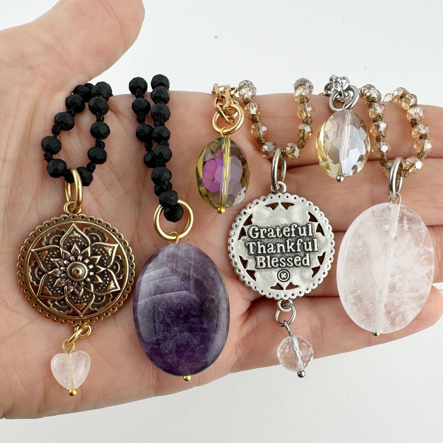 GRATEFUL THANKFUL BLESSED | MANDALA | Original Layering Bundle: Gold / Beige Crystal
