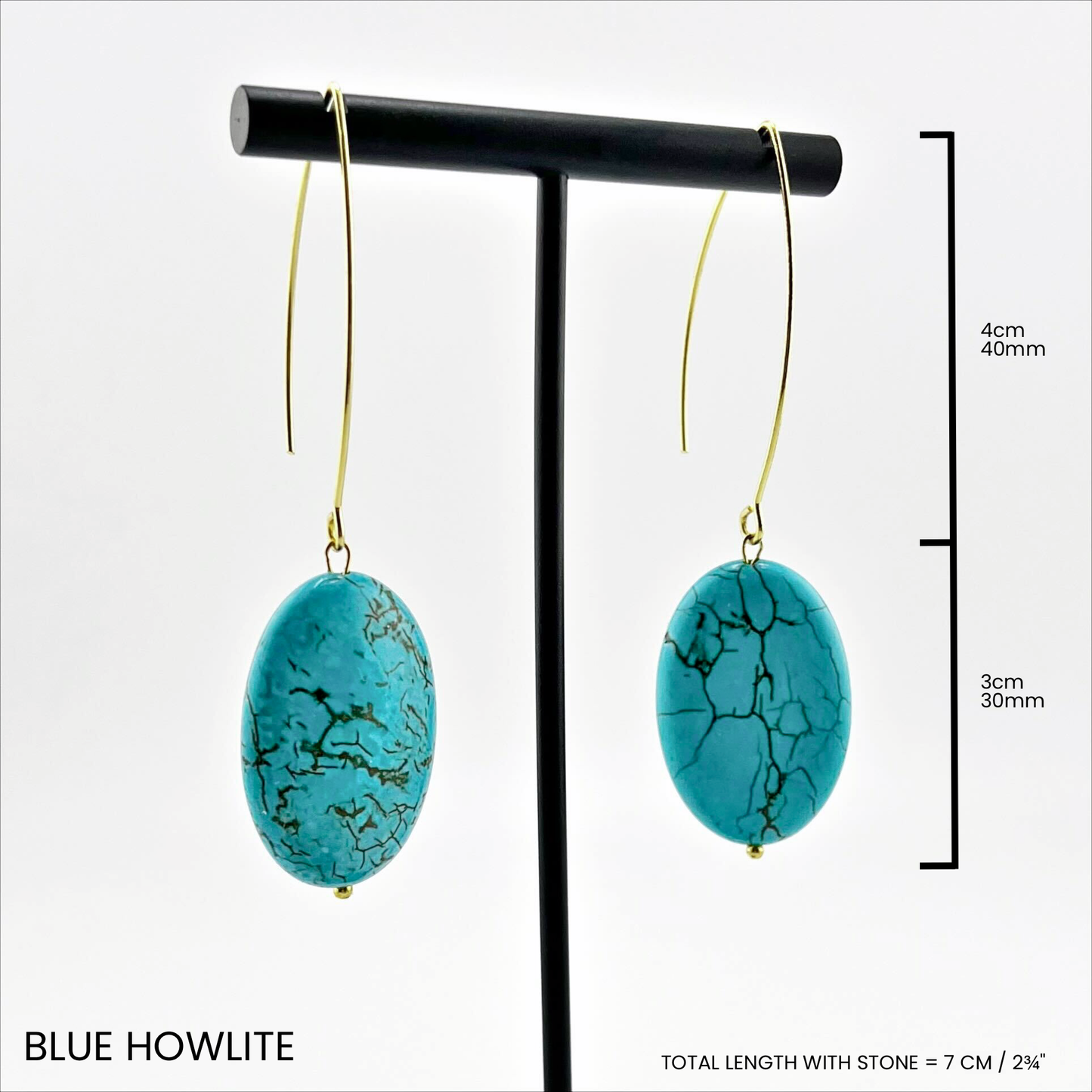 LARGE STONE | Drop Earrings: Silver / Green Aventurine