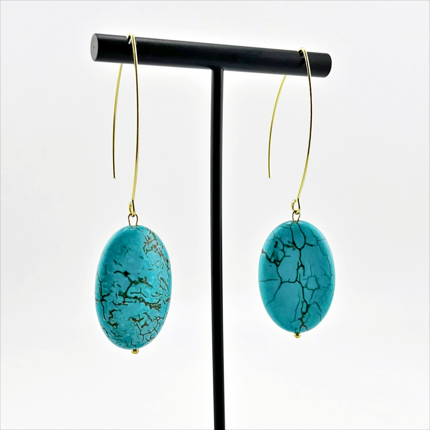 LARGE STONE | Drop Earrings: Silver / Green Aventurine