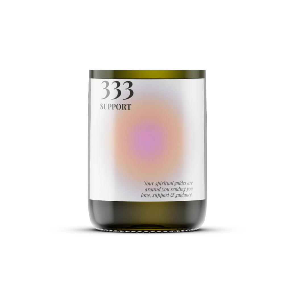 333 - Angel Number Soy Wax Candle Recycled Wine Bottle: Vanilla Patchouli
