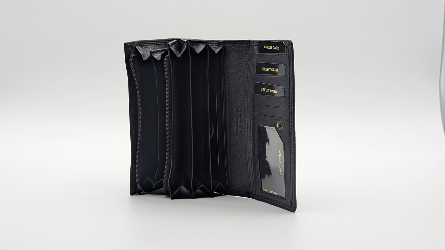 Leather Ladies Wallet card holder RFID Protection Black
