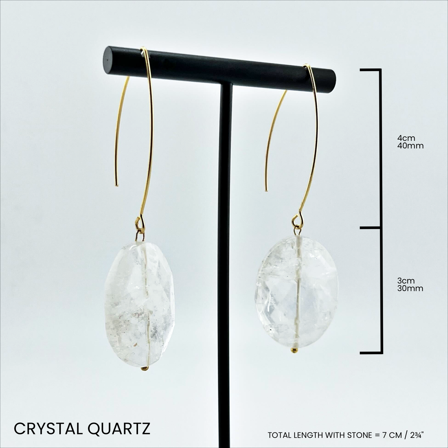 LARGE STONE | Drop Earrings: Silver / Green Aventurine