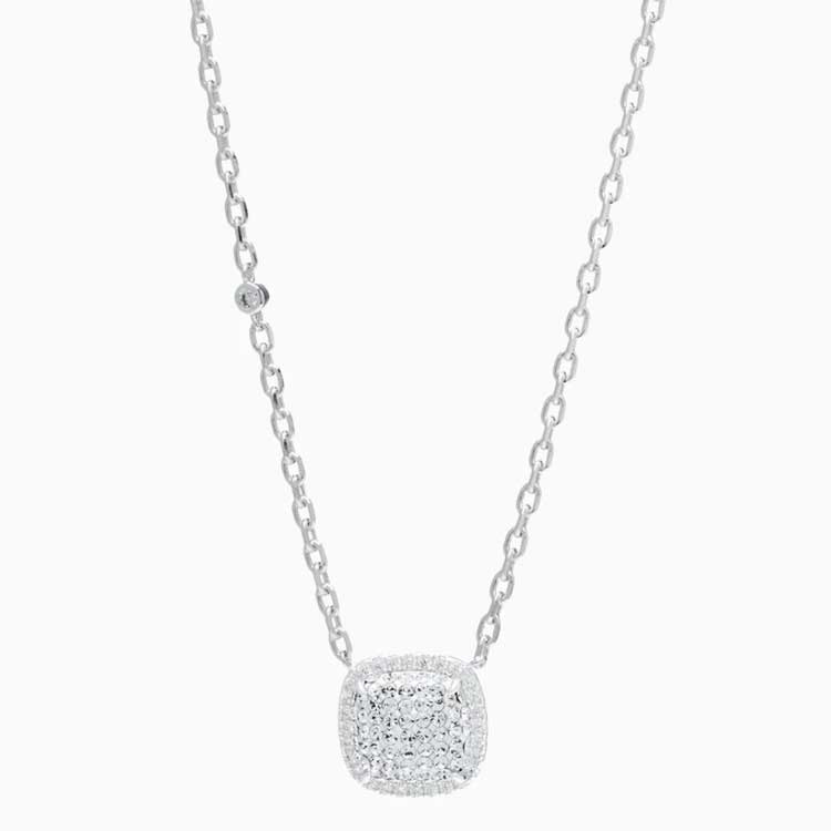 Sparkle Cushion Halo Pendant Necklace