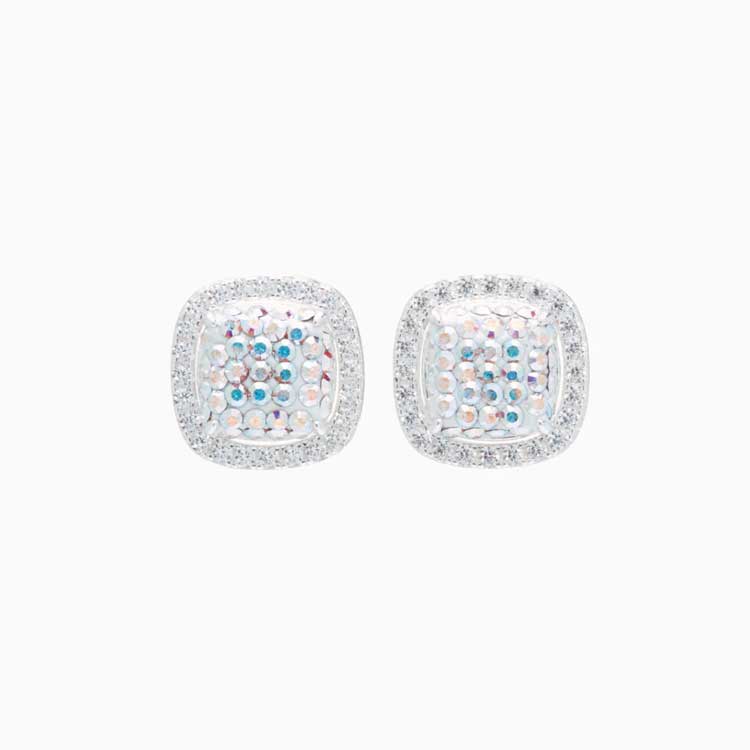 Sparkle Cushion Halo Stud Earring