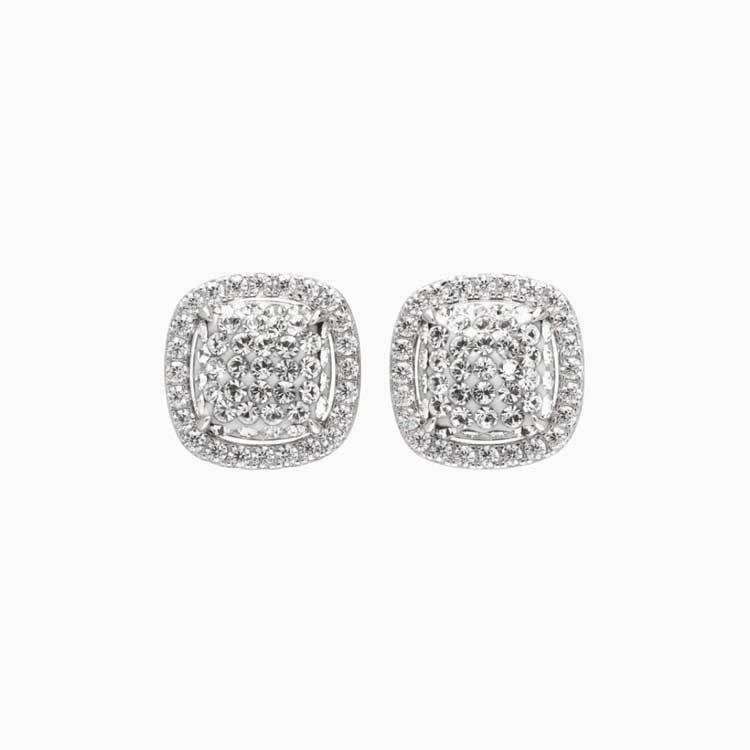Sparkle Cushion Halo Stud Earring