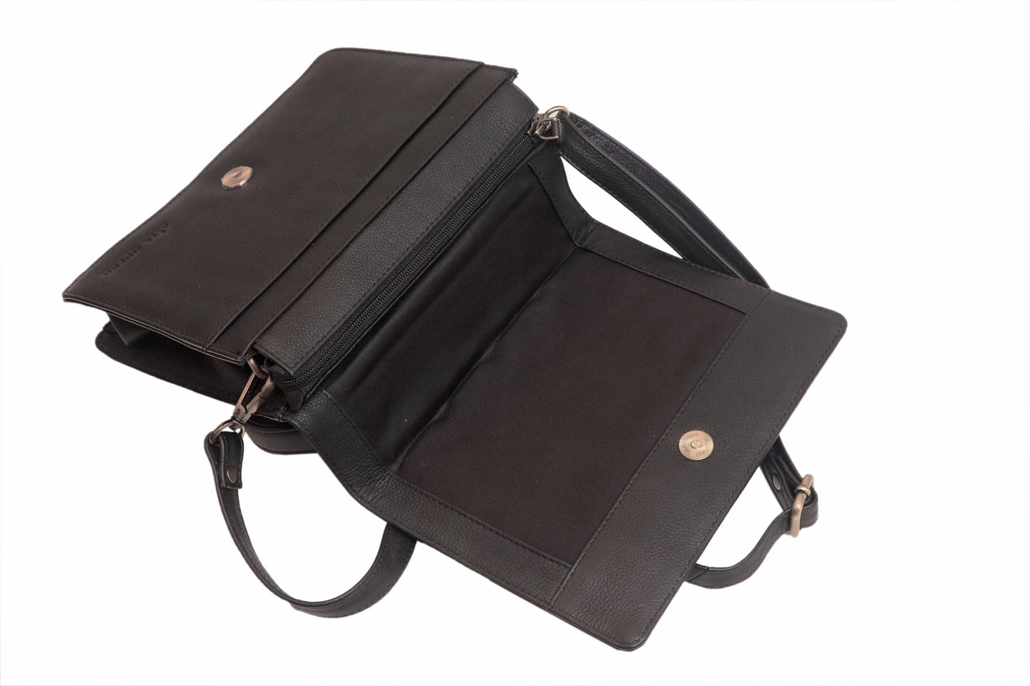 Genuine Leather Ladies Sling / Crossbody Bag - Black (Bloom)