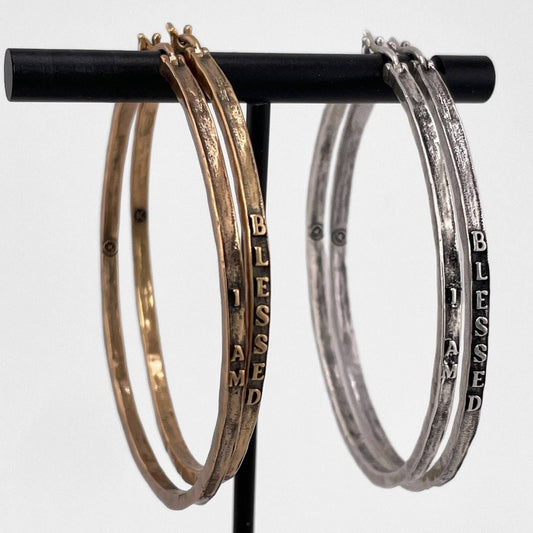 MANTRA | Hoops: Silver / I Am / Blessed