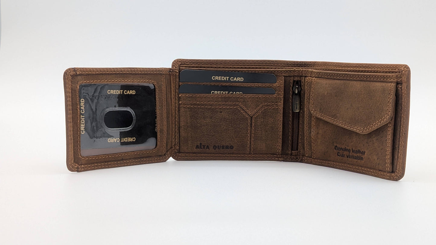 Leather Mens wallet card holder RFID Protection Brown Design