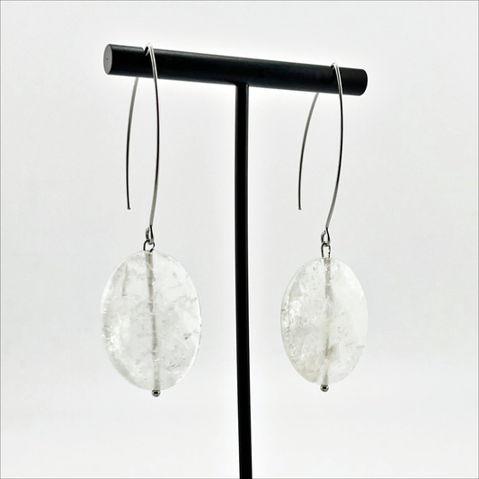 LARGE STONE | Drop Earrings: Silver / Crystal Quartz
