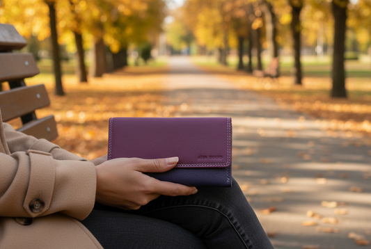 Leather Ladies wallet card holder RFID Protectio Pink Purple