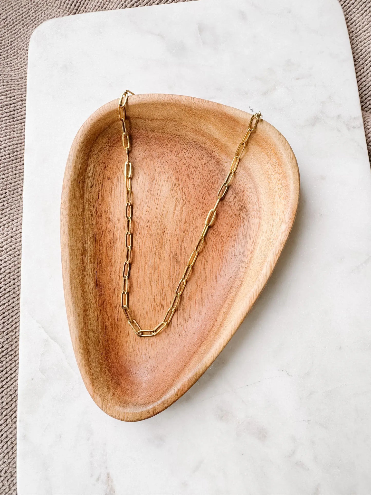 Paperclip Chain 18K Gold Plated Stainless Necklace