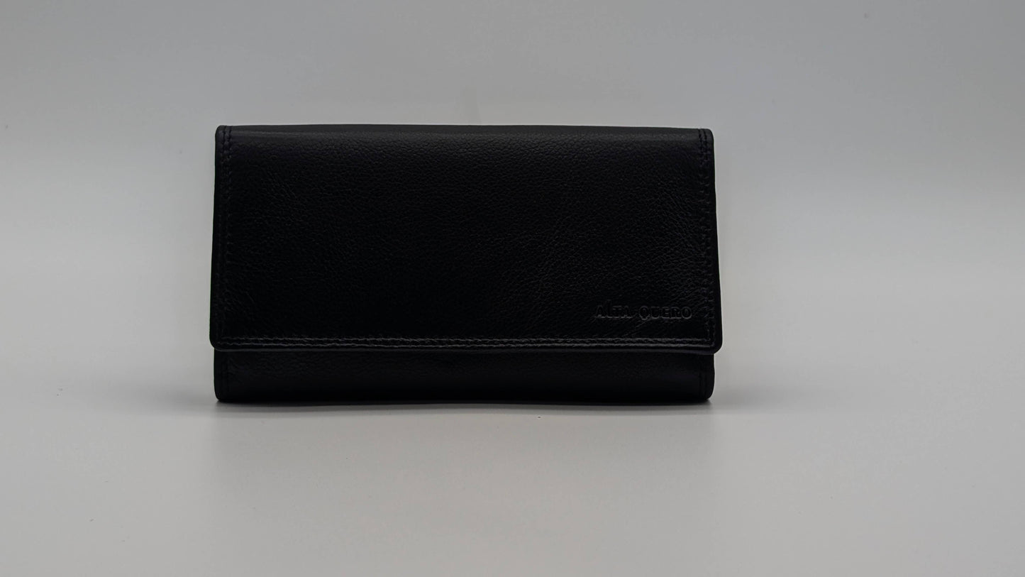 Leather Ladies Wallet card holder RFID Protection Black