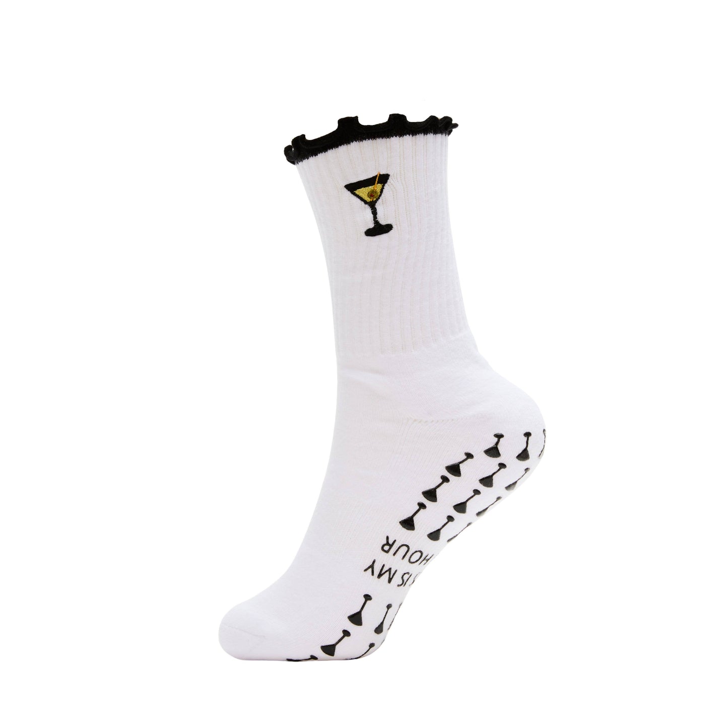 Pilates is my Happy Hour Martini Grip Socks: White / One Size