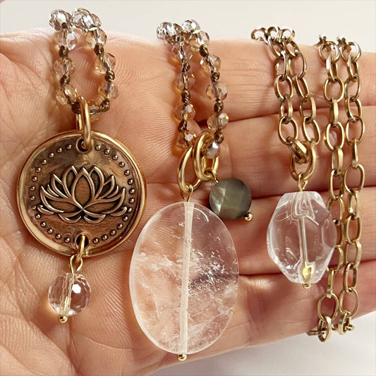 REMEMBER WHO THE FUCK YOU ARE | Original Layering Bundle: Gold Finish Pendant / Beige Beads