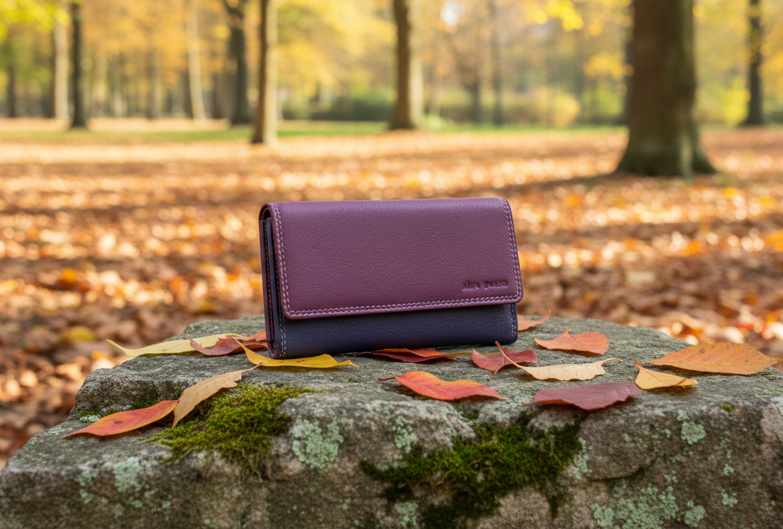 Leather Ladies wallet card holder RFID Protectio Pink Purple