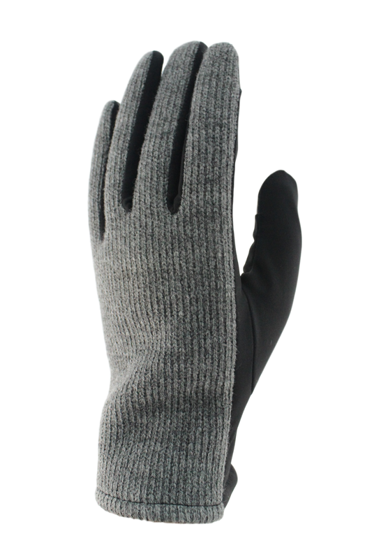 Ladies Knit Glitter Back Spandex Palm Gloves: Grey / Medium