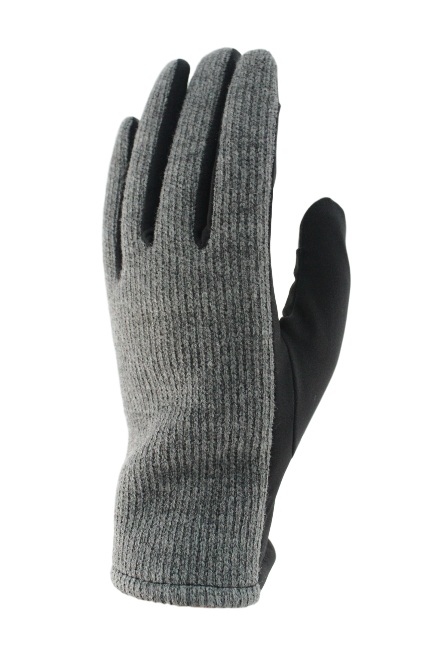 Ladies Knit Glitter Back Spandex Palm Gloves: Grey / Large
