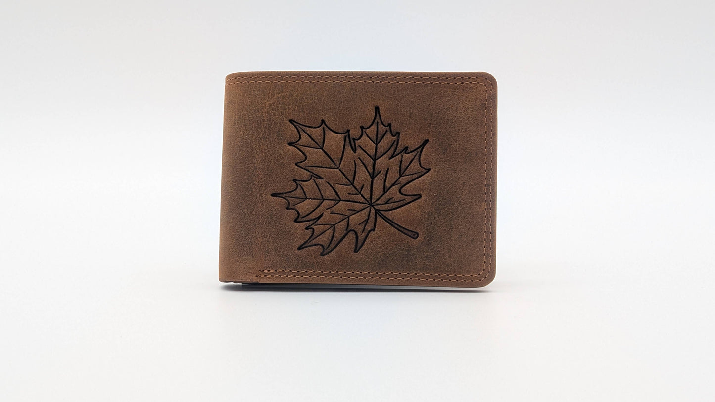 Leather Mens wallet card holder RFID Protection Brown Design
