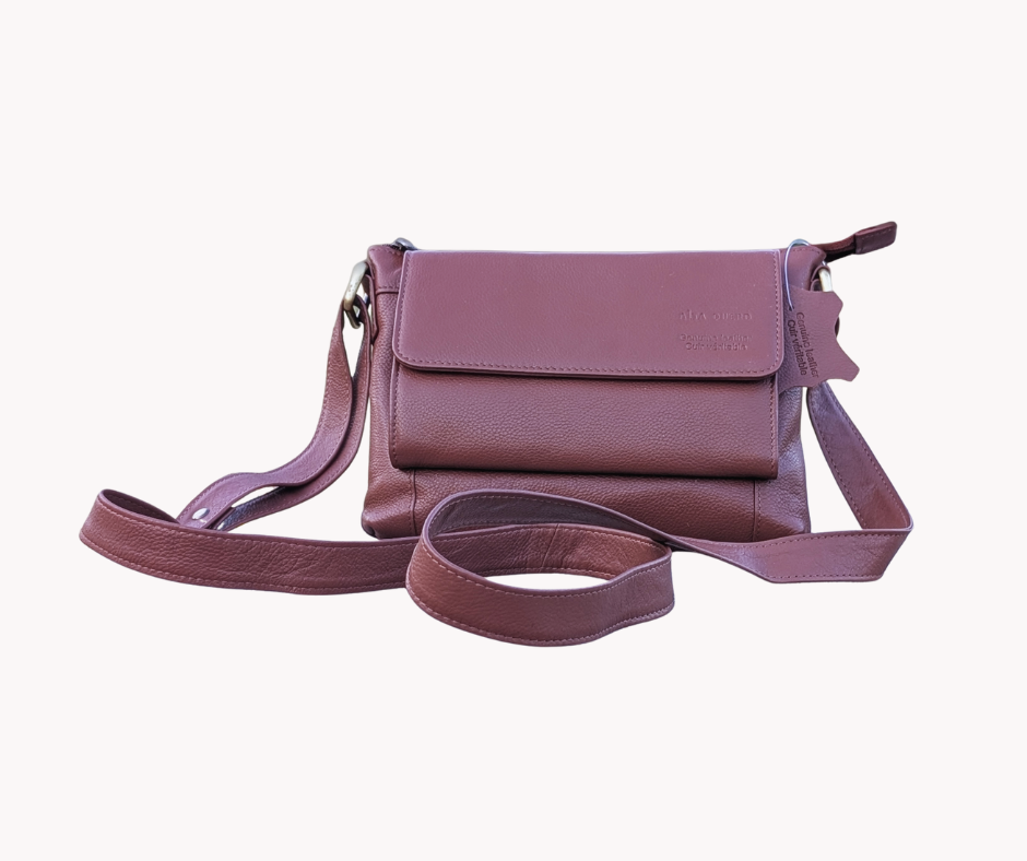 Genuine Leather Ladies Sling / Crossbody Bag - Brown