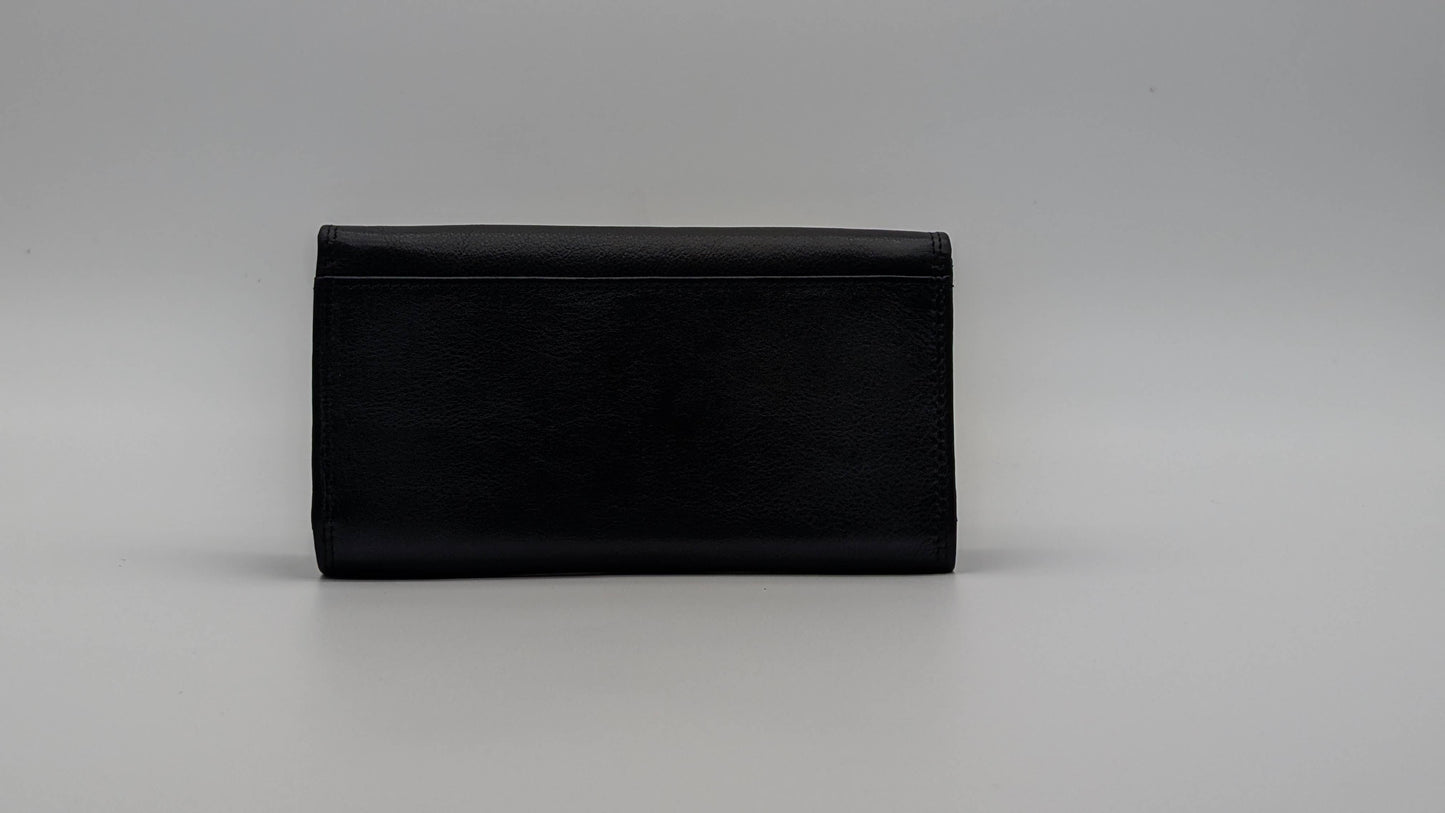 Leather Ladies Wallet card holder RFID Protection Black
