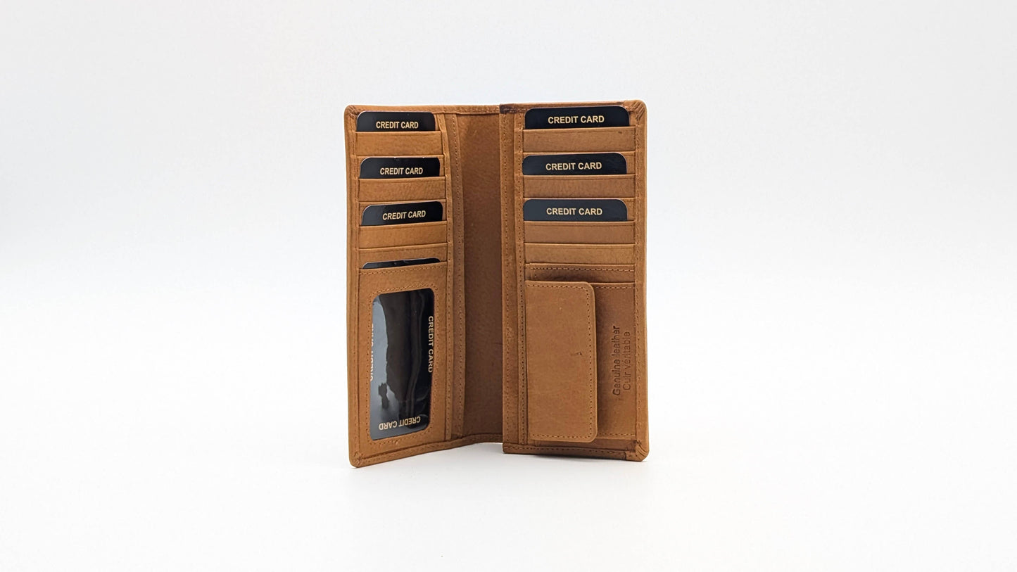 Leather Ladies Wallet Card Holder RFID Protection Tan