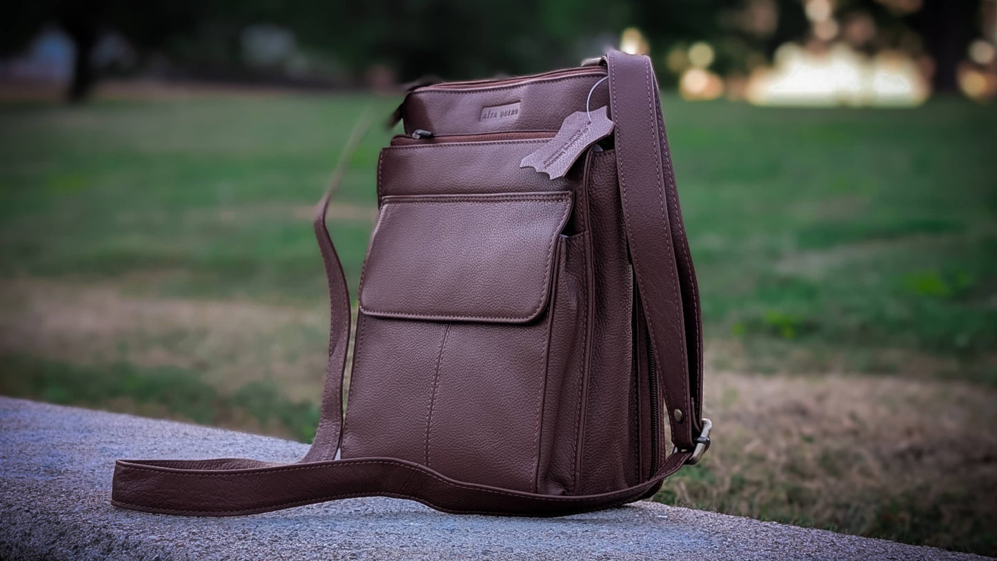 Genuine Leather Ladies Sling / Crossbody Bag Brown