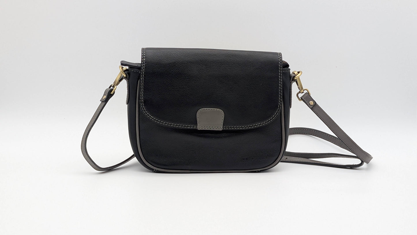 Genuine Leather Ladies Sling  / Crossbody Bag - Black, Grey
