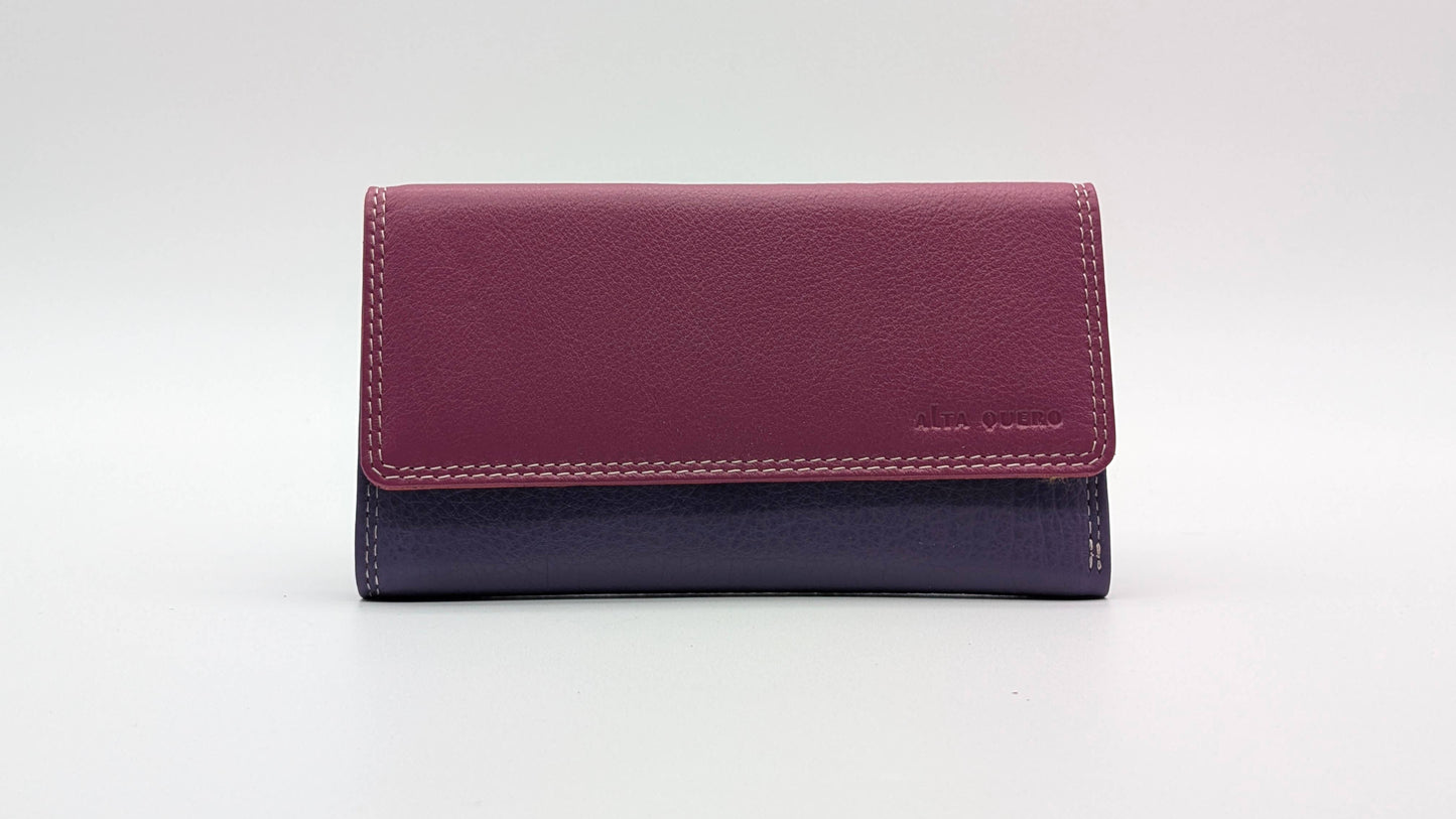 Leather Ladies wallet card holder RFID Protectio Pink Purple