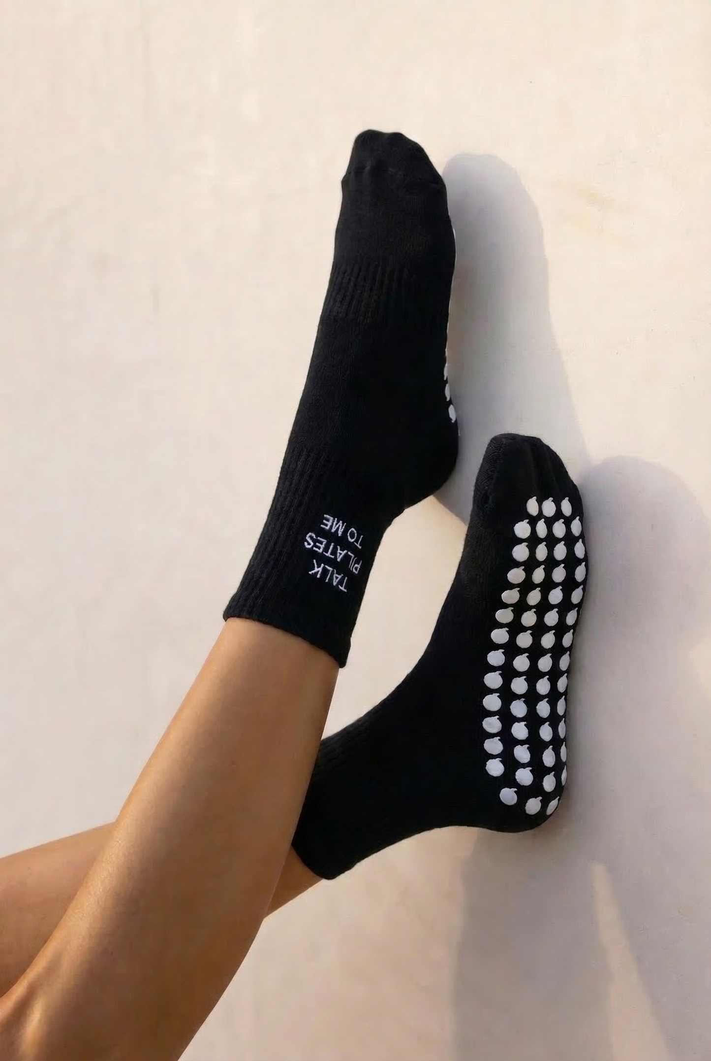 Talk Pilates To Me Grip Socks in Black: Black / One Size
