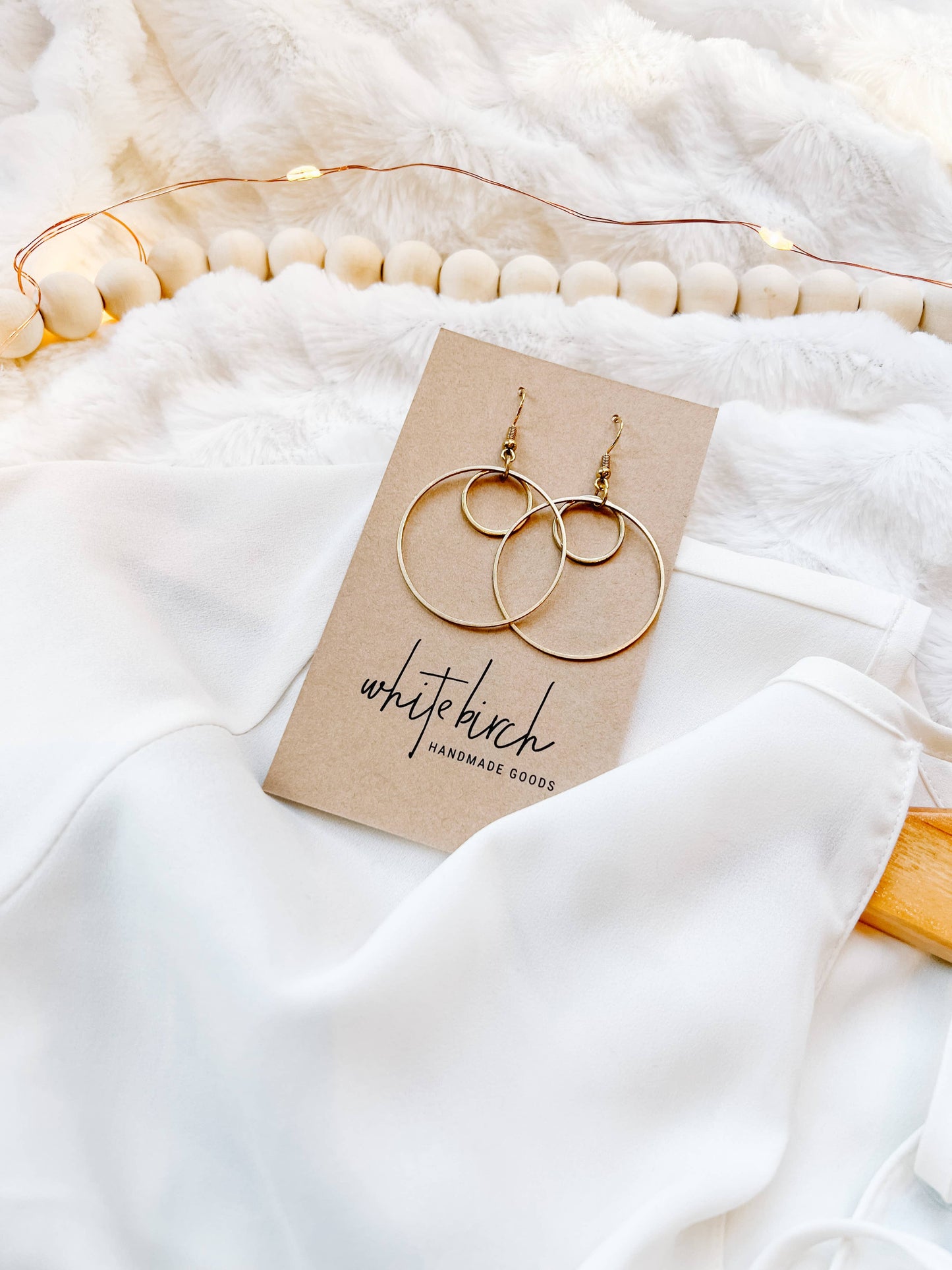 Brass Double Circle Earrings: Raw Brass Hooks