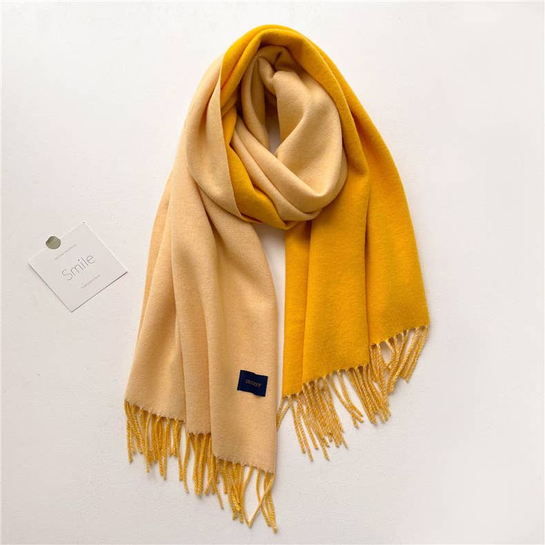 Solid color scarf Double-sided two-color tassel shawl scarf: Purple